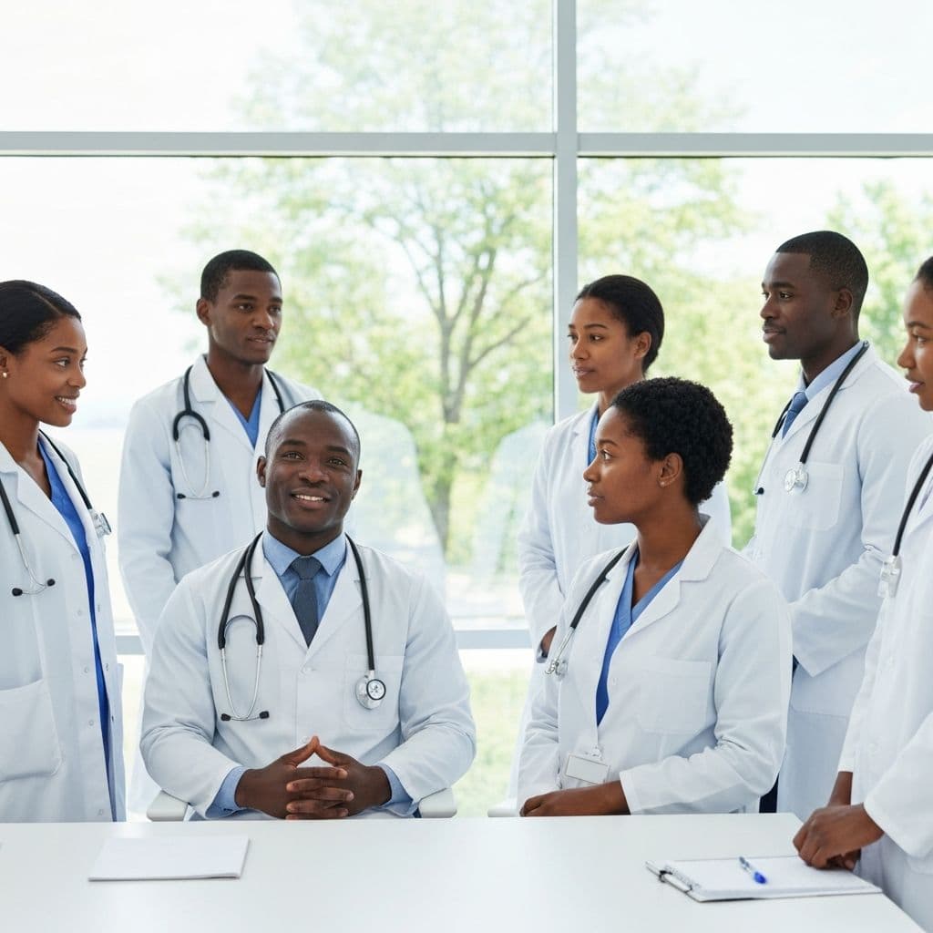 African healthcare professionals in a medical conference setting